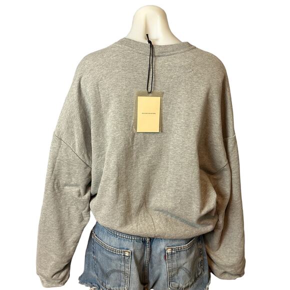 GRLFRND Oversized Gather Sweatshirt Medium Gray Slouchy Ruched Sleeves $215 NEW - Picture 6 of 8